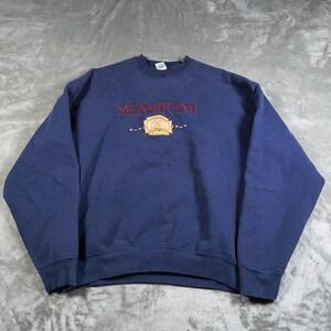 Vintage Mendocino Sweatshirt Men XL Blue Embroidered Pullover Sailing Yacht 90s